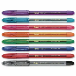 Pentel R.S.V.P. Ballpoint Pens, Medium Point, 1.0 mm, Clear Barrel, Assorted Ink Colors, Pack Of 8