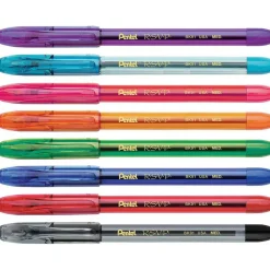 Pentel R.S.V.P. Ballpoint Pens, Medium Point, 1.0 mm, Clear Barrel, Assorted Ink Colors, Pack Of 8