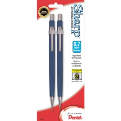 Pentel Sharp Mechanical Pencil, 0.7mm, #2 Lead, Blue Barrel, Pack Of 2