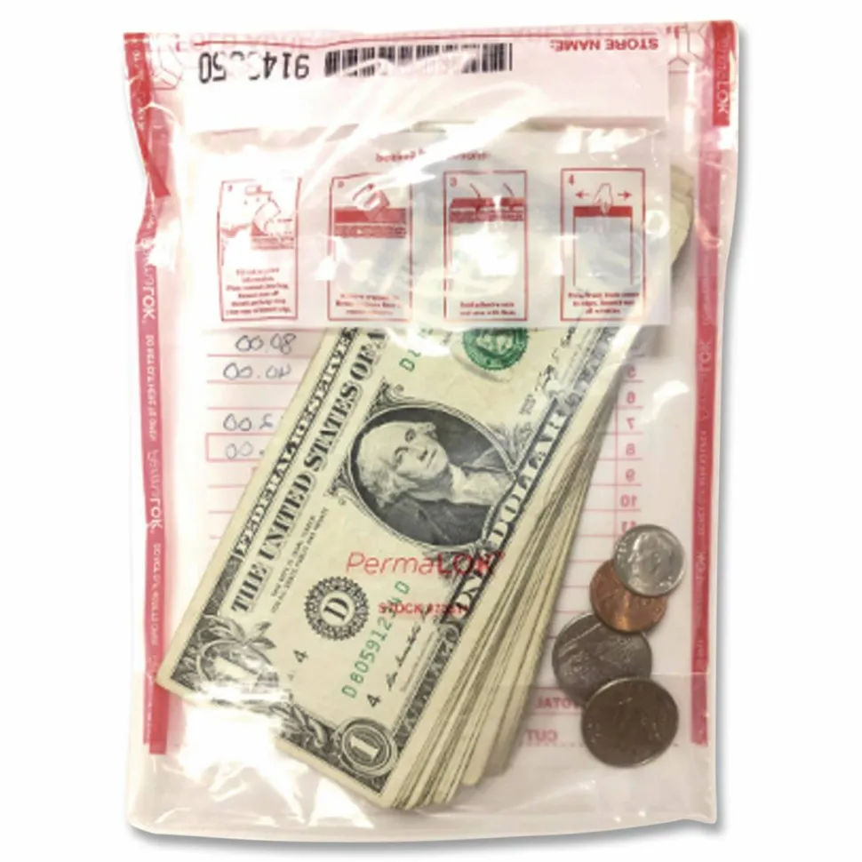 PermaLOK Deposit Bag, Plastic, 5.75" x 3" x 8.75", Clear, 1,000/Carton
