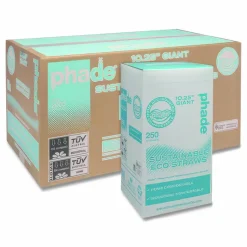 phade Marine Straws, 10.25", PHA, Ocean Blue Color, Wrapped, 250/Box, 8 Boxes/Carton