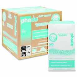 phade Marine Straws, 8.5", PHA, Ocean Blue, Wrapped, 300/BX, 4 Boxes/Carton