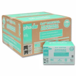 phade Stir Straws, 5", Ocean Blue, 1,000 Straws Per Box, Carton Of 6 Boxes