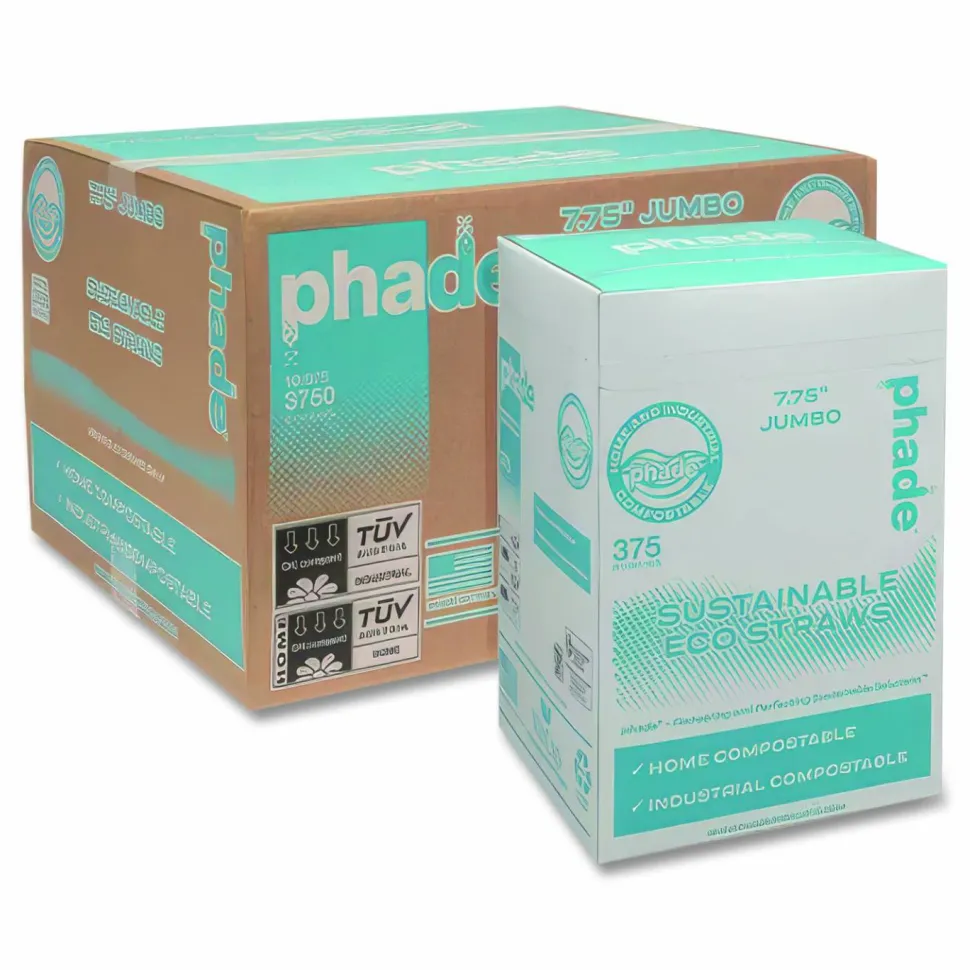 phade Stir Straws, 7-3/4", Ocean Blue, 375 Straws Per Box, Carton Of 10 Boxes