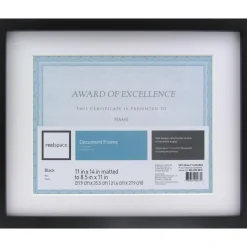 Photo/Document Frame, Gallery, 11" x 14" With Mat, Black/White