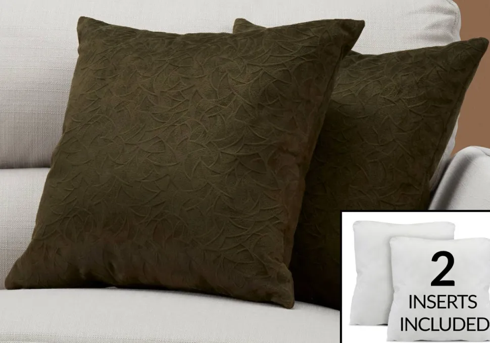 Pillows, Set Of 2, 18 X 18 Square, Insert Included, Decorative Throw, Accent, Sofa, Couch, Bedroom, Green Hypoallergenic Polyester, Modern