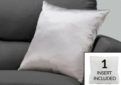 Pillows, 18 X 18 Square, Insert Included, Decorative Throw, Accent, Sofa, Couch, Bedroom, Grey Hypoallergenic Polyester, Modern