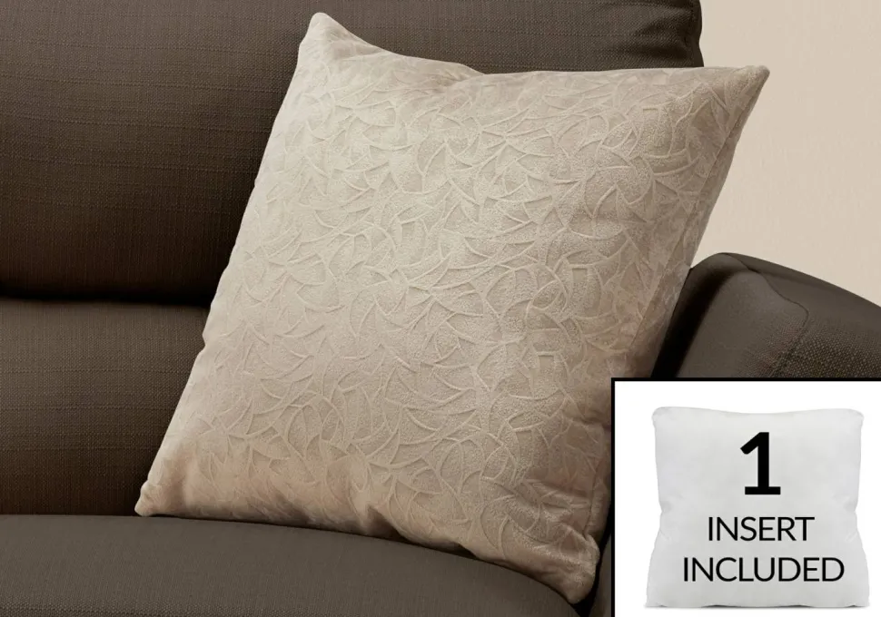 Pillows, 18 X 18 Square, Insert Included, Decorative Throw, Accent, Sofa, Couch, Bedroom, Beige Hypoallergenic Polyester, Modern