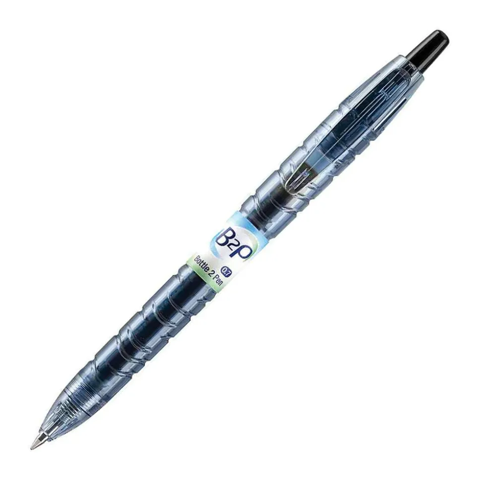 Pilot "Bottle to Pen" B2P Retractable Gel Pens, Fine Point, 0.7 mm, 89% Recycled, Translucent Barrel, Black Ink, Pack Of 12