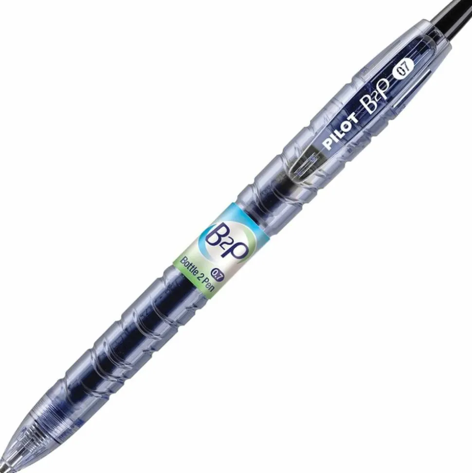 Pilot "Bottle to Pen" B2P Retractable Gel Pens, Fine Point, 0.7 mm, 89% Recycled, Translucent Barrel, Black Ink, Pack Of 12