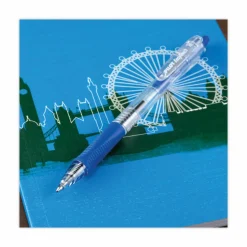 Pilot EasyTouch Retractable Ballpoint Pens, Fine Point, 0.7 mm, Clear Barrel, Blue Ink, Pack Of 12
