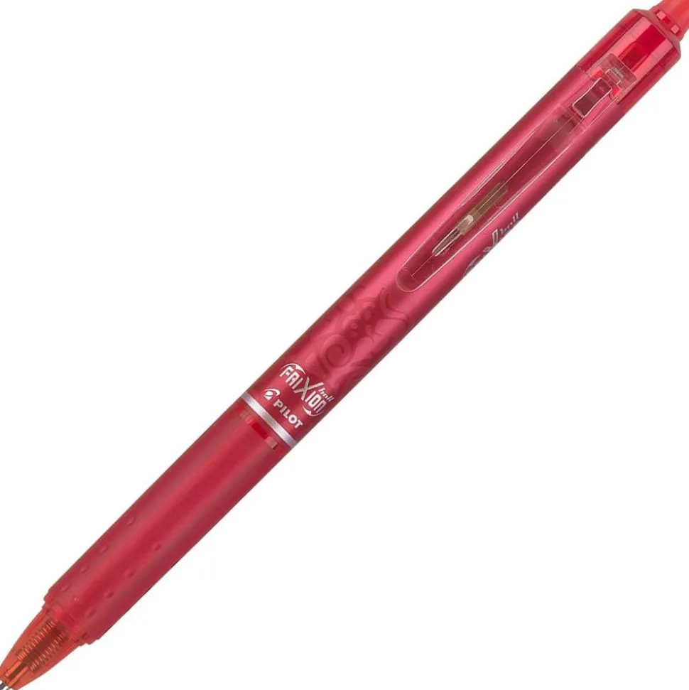 Pilot FriXion Ball Clicker Erasable Retractable Gel Pens, Pack of 12, Fine Point, 0.7 mm, Red Barrels, Red Ink