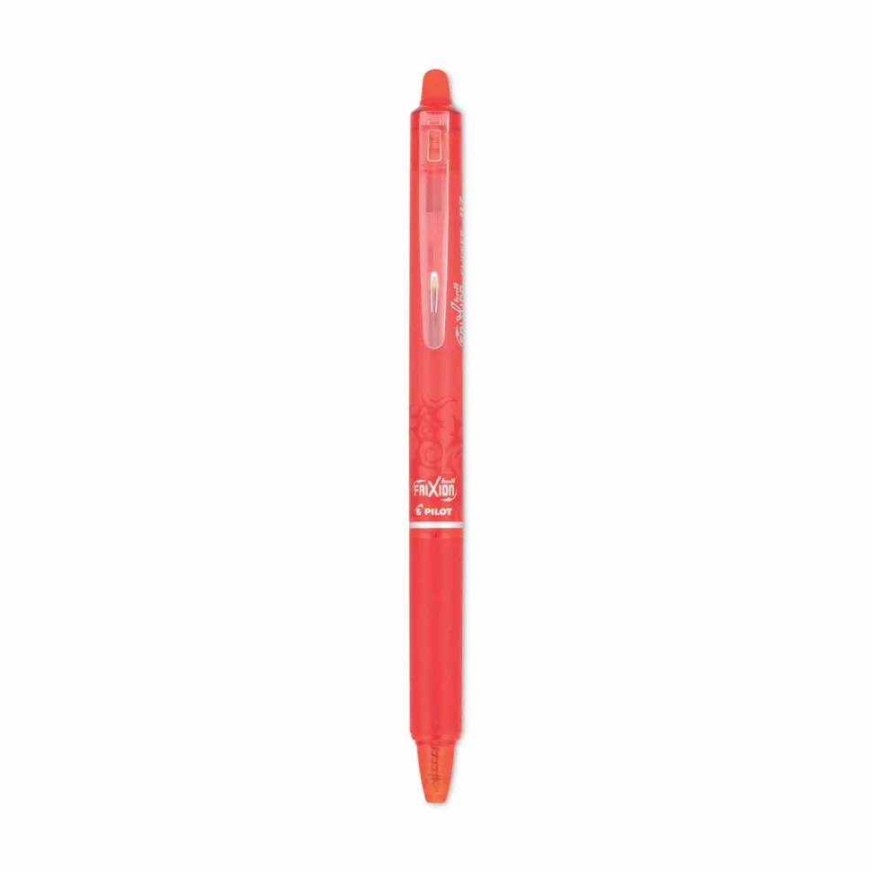 Pilot FriXion Ball Clicker Erasable Retractable Gel Pens, Pack of 12, Fine Point, 0.7 mm, Red Barrels, Red Ink