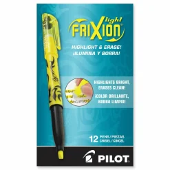 Pilot FriXion Light Erasable Highlighters, Pack of 12, Chisel Tip, Yellow