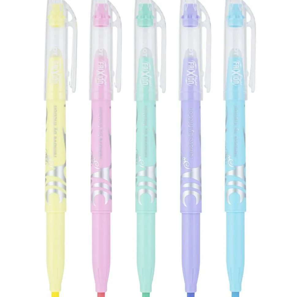Pilot FriXion Light Pastel Erasable Highlighters, Pack of 5, Chisel Tip, Assorted Colors, 46543