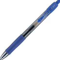 Pilot G2 Retractable Gel Pen, Fine Point, 0.7mm, Clear Barrels, Blue Ink, Tub Of 36 Pens