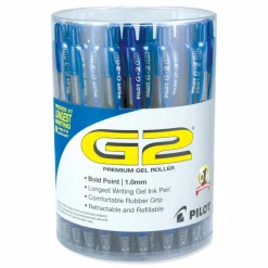 Pilot G2 Retractable Gel Pens, Bold Point, 1.0 mm Point Size, Blue Gel-Based Ink, Clear Barrels, Pack Of 36 Pens