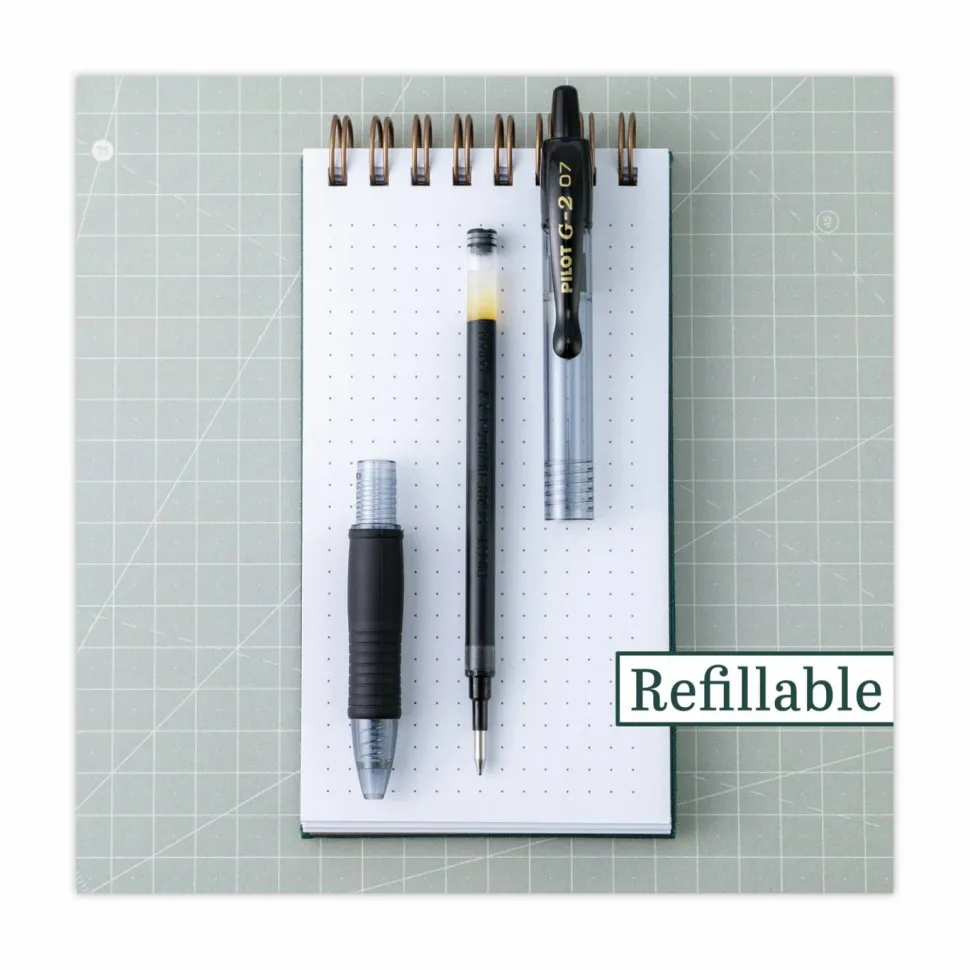Pilot G2 Retractable Gel Pens, Fine Point, 0.7 mm, Black Barrel, Black Ink, Pack Of 36 Pens