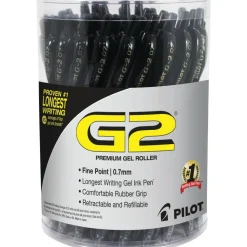 Pilot G2 Retractable Gel Pens, Fine Point, 0.7 mm, Black Barrel, Black Ink, Pack Of 36 Pens