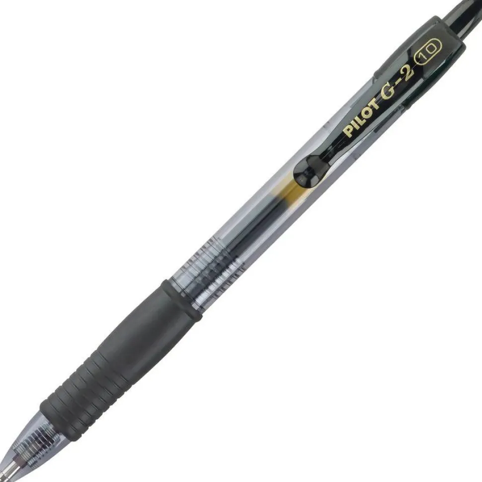 Pilot G2 Retractable Gel Pens, Pack Of 36, Bold Point, 1.0 mm, Clear Barrel, Black Ink