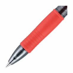 Pilot G2 Retractable Gel Pens, Fine Point, 0.7 mm, Clear Barrels, Red Ink, Pack Of 12 Pens