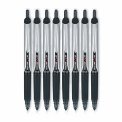 Pilot Precise V5 Liquid Ink Retractable Rollerball Pens, Extra Fine Point, 0.5 mm, Black Barrels, Black Ink, Pack Of 12