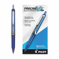 Pilot Precise V7 Liquid Ink Retractable Rollerball Pens, Fine Point, 0.7 mm, Assorted Barrels, Blue Ink, Pack Of 12 Pens