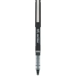 Pilot Precise V5 Rollerball Pen, Stick, Extra-Fine 0.5 mm, Black Ink, Black/Clear Barrel, Dozen