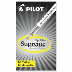 Pilot Spotliter Supreme Highlighters, Chisel Tip, Yellow, 12/Pack