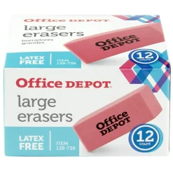 Pink Bevel Erasers, Large, Pack Of 12