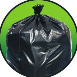 Pitt Plastics Eco•Strong 1.5-mil Can Liners, 56 Gallons, 44" x 55", Black, 10 Bags Per Roll, Case Of 10 Rolls