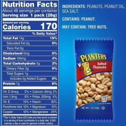 Planters Salted Peanuts, 1 oz Pack, 48/Box