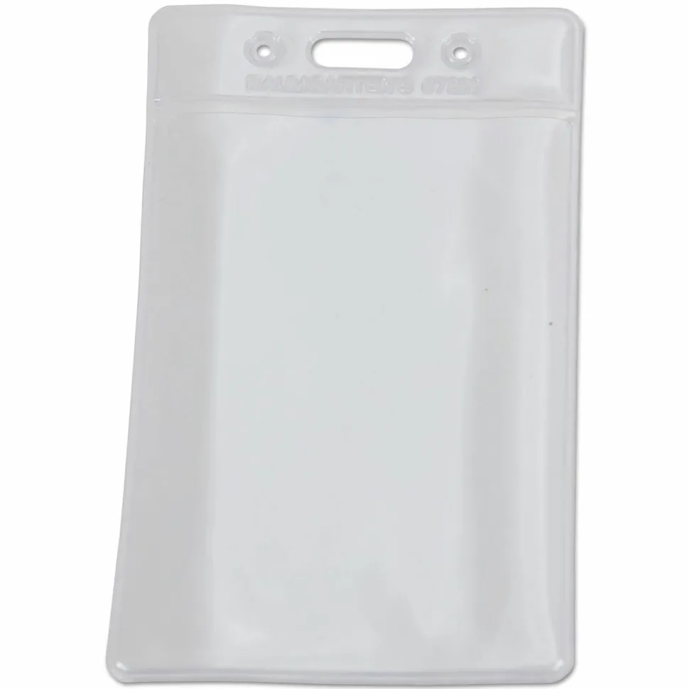 Plastic Badge Holders, 3-3/4" x 3-1/4", Vertical, Pack Of 12