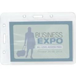 Plastic Convertible Badge Holders, 3 1/2" x 2 1/2", Clear, Pack Of 6