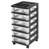 Plastic 6-Drawer Storage Cart, 26 7/16" x 12 1/16" x 14 1/4", Black