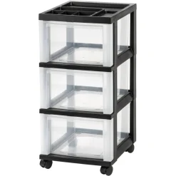 Plastic 3-Drawer Storage Cart, 26 1/5
