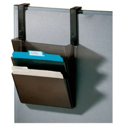 Plastic Letter-Size Hanging 3-Pocket Wall File, 8-1/2" x 13-3/8" x 8-1/2", Black