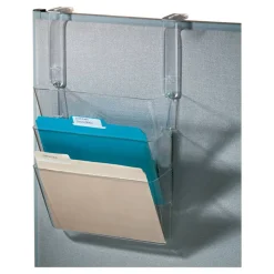 Plastic Letter-Size Hanging 3-Pocket Wall File, 8-1/2" x 13-3/8" x 8-1/2", Clear