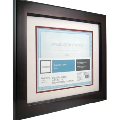 Plastic Photo/Document Picture Frame, 11" x 14" With Mat, Black Cherry