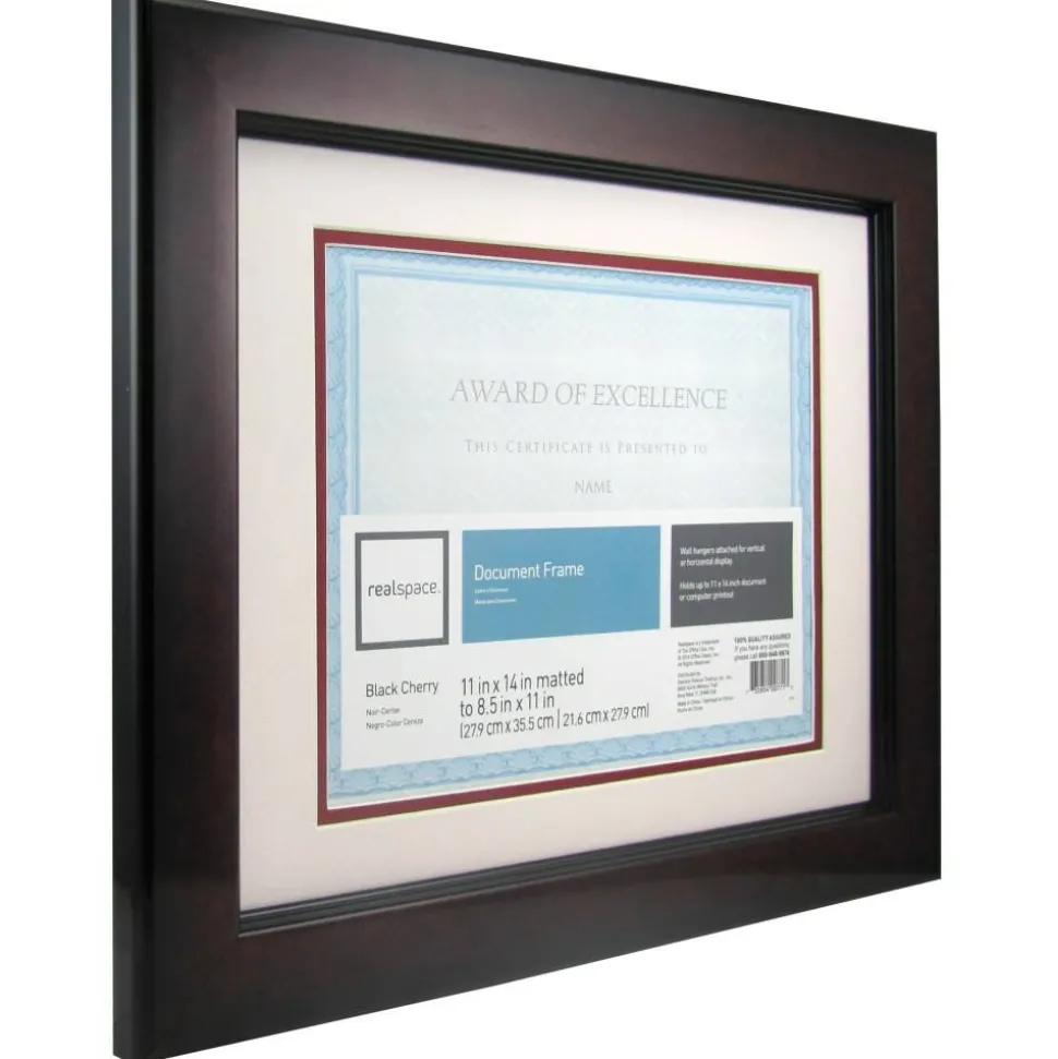 Plastic Photo/Document Picture Frame, 11" x 14" With Mat, Black Cherry