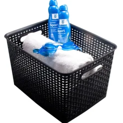 Plastic Weave Bin, Large Size, Black