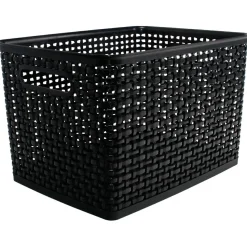 Plastic Weave Bin, Large Size, Black