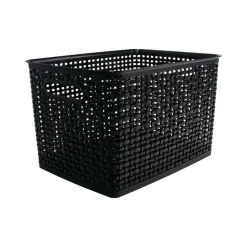 Plastic Weave Bin, Large Size, Black
