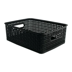 Plastic Weave Bin, Medium Size, Black