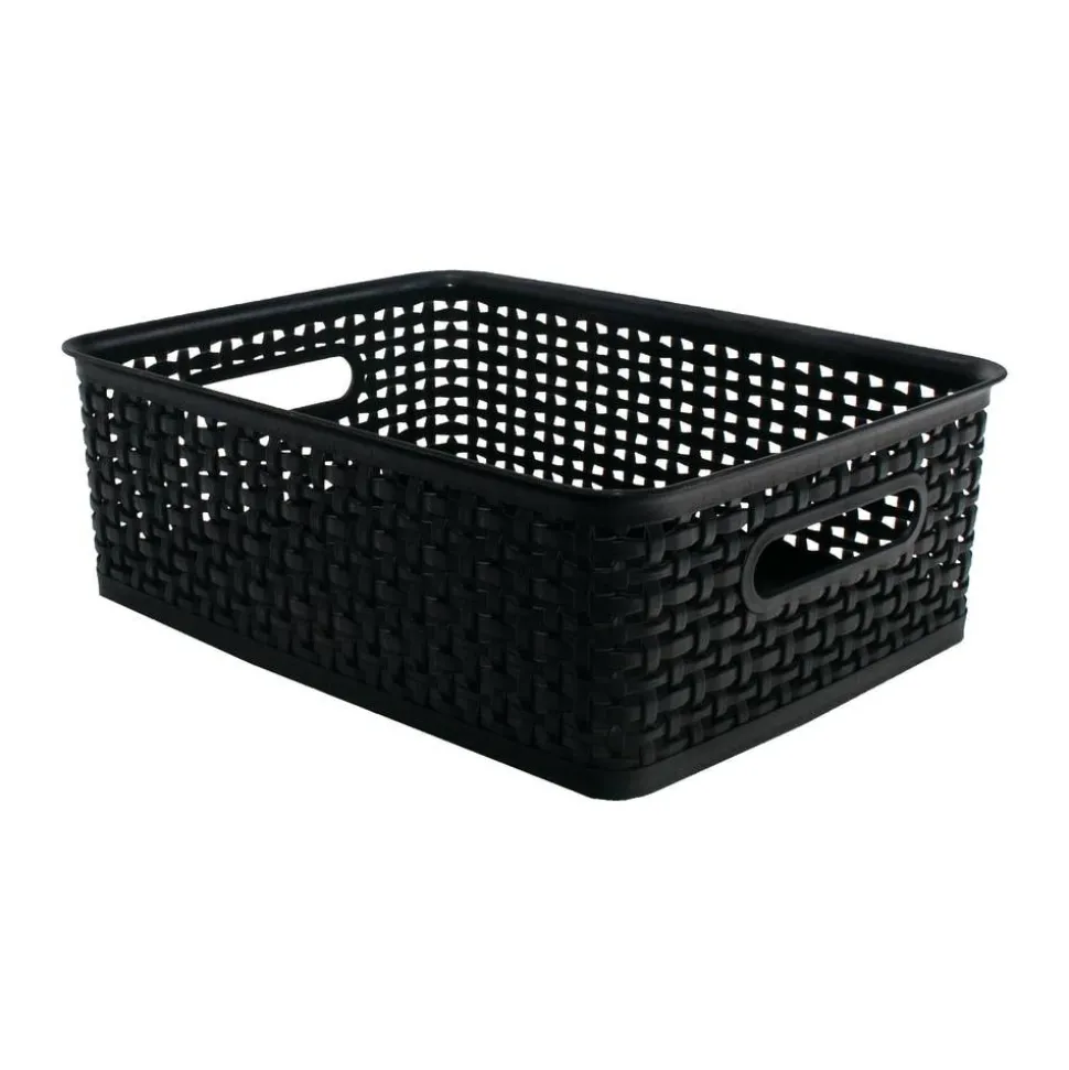 Plastic Weave Bin, Medium Size, Black