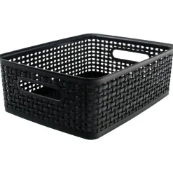 Plastic Weave Bin, Medium Size, Black