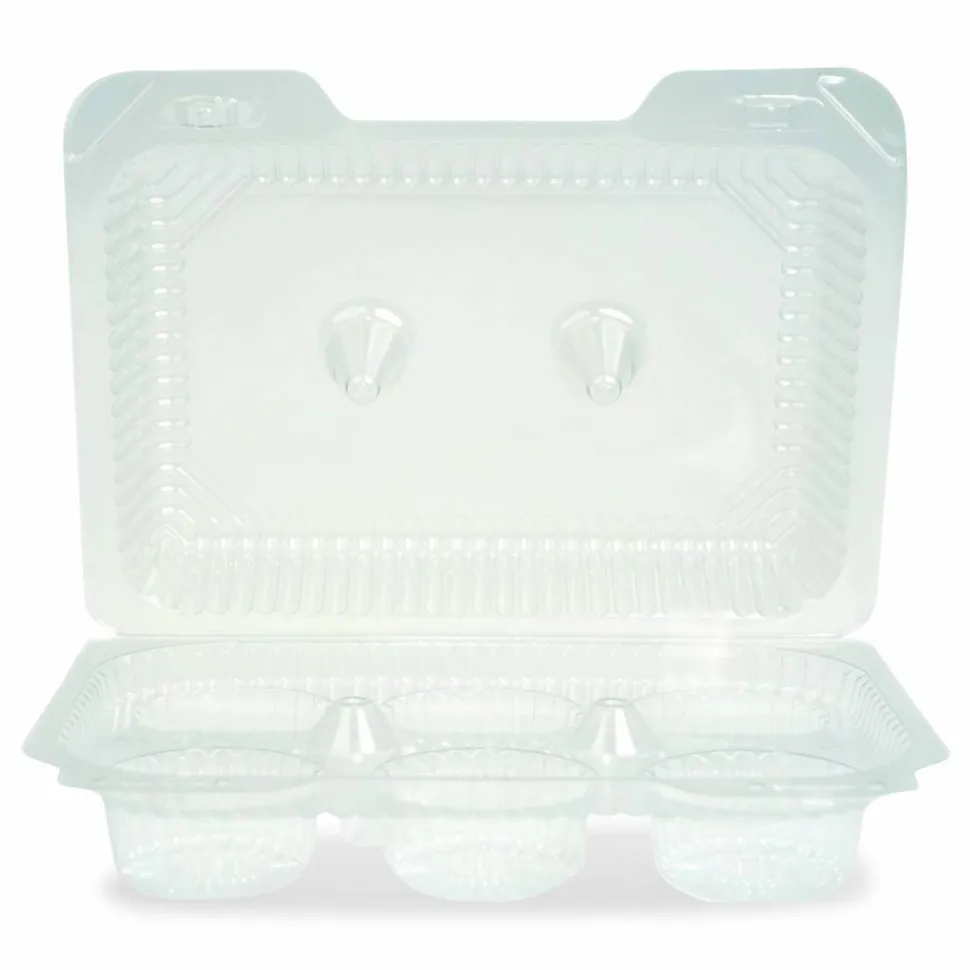 Plastifar Bakery Containers, Muffin/Cupcake, 7.25 x 9.88 x 3.13, Clear, 250/Carton