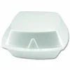 Plastifar Foam Hinged Lid Containers, 6 x 6 x 3, White, Foam, 500/Carton