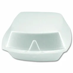 Plastifar Foam Hinged Lid Containers, 6 x 6 x 3, White, Foam, 500/Carton