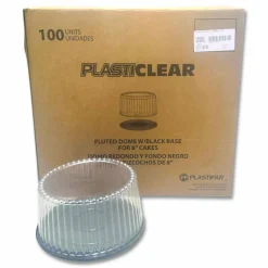 Plastifar Bakery Containers, 8" Cake, 9.7" Diameter x 5" h, Black/Clear, 100/Carton